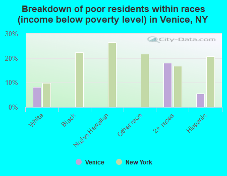 Breakdown of poor residents within races (income below poverty level) in Venice, NY