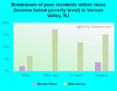 Breakdown of poor residents within races (income below poverty level) in Vernon Valley, NJ