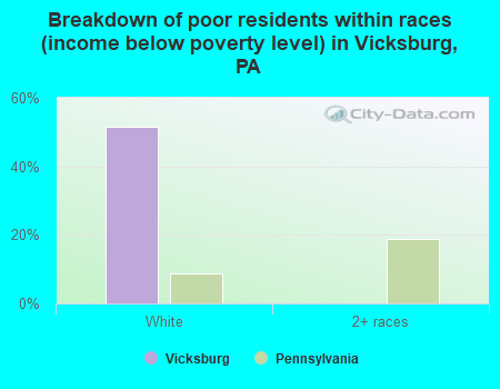 Breakdown of poor residents within races (income below poverty level) in Vicksburg, PA