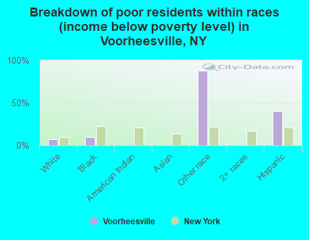 Breakdown of poor residents within races (income below poverty level) in Voorheesville, NY