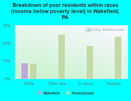 Breakdown of poor residents within races (income below poverty level) in Wakefield, PA