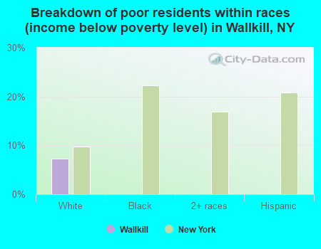 Breakdown of poor residents within races (income below poverty level) in Wallkill, NY