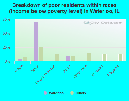 Breakdown of poor residents within races (income below poverty level) in Waterloo, IL