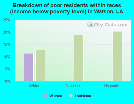 Breakdown of poor residents within races (income below poverty level) in Watson, LA