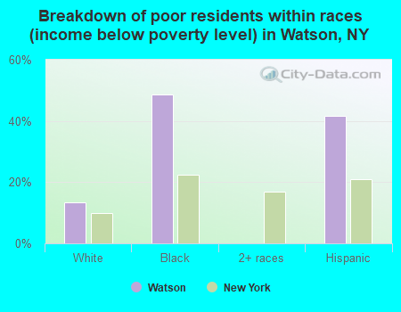Breakdown of poor residents within races (income below poverty level) in Watson, NY