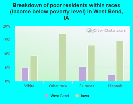 Breakdown of poor residents within races (income below poverty level) in West Bend, IA