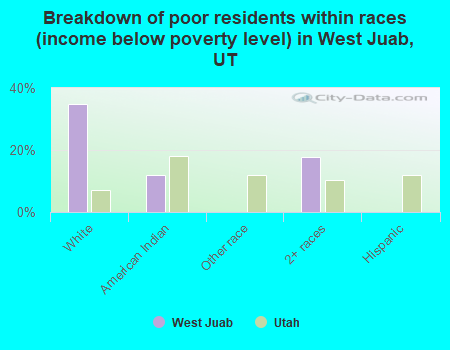 Breakdown of poor residents within races (income below poverty level) in West Juab, UT
