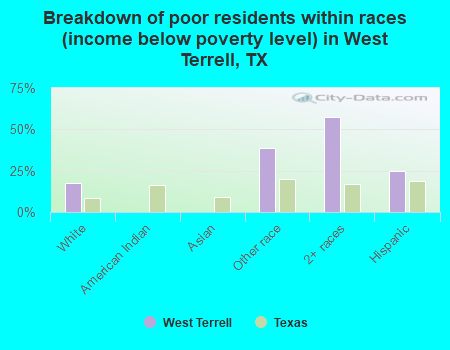 Breakdown of poor residents within races (income below poverty level) in West Terrell, TX