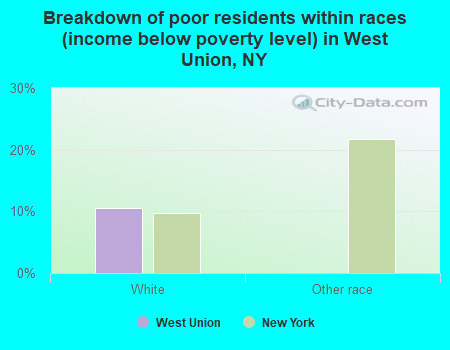 Breakdown of poor residents within races (income below poverty level) in West Union, NY