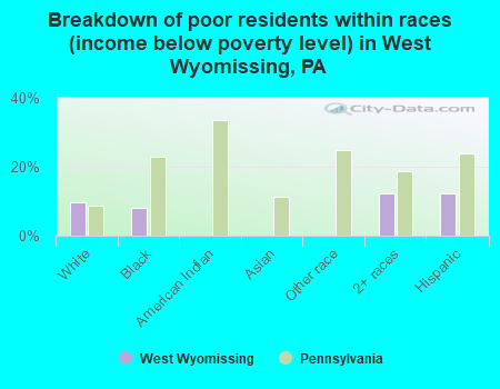 Breakdown of poor residents within races (income below poverty level) in West Wyomissing, PA