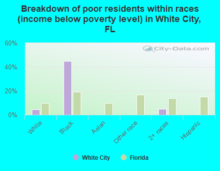 Breakdown of poor residents within races (income below poverty level) in White City, FL
