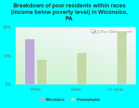 Breakdown of poor residents within races (income below poverty level) in Wiconsico, PA