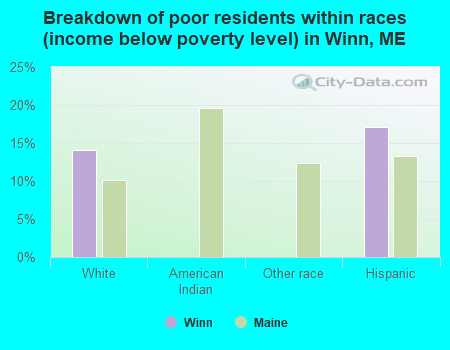 Breakdown of poor residents within races (income below poverty level) in Winn, ME