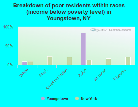 Breakdown of poor residents within races (income below poverty level) in Youngstown, NY