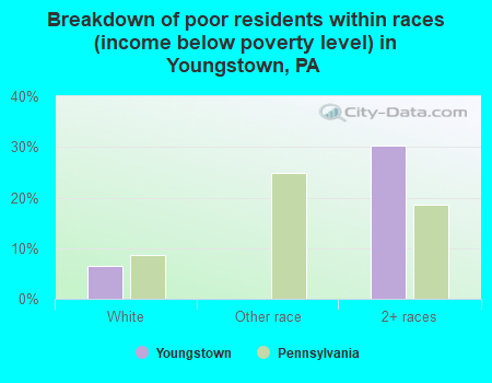 Breakdown of poor residents within races (income below poverty level) in Youngstown, PA