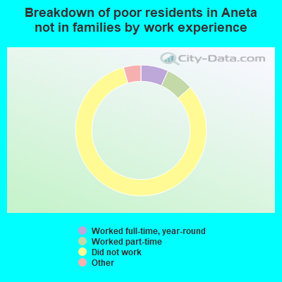 Breakdown of poor residents in Aneta not in families by work experience