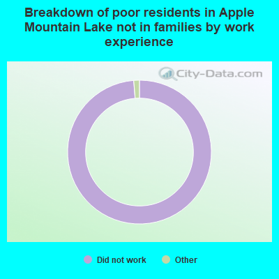 Breakdown of poor residents in Apple Mountain Lake not in families by work experience