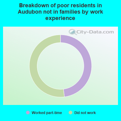 Breakdown of poor residents in Audubon not in families by work experience