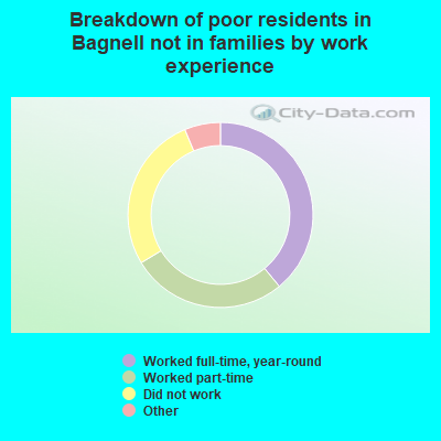 Breakdown of poor residents in Bagnell not in families by work experience