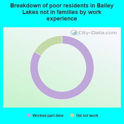 Breakdown of poor residents in Bailey Lakes not in families by work experience