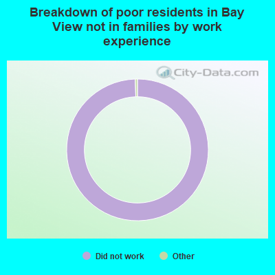 Breakdown of poor residents in Bay View not in families by work experience