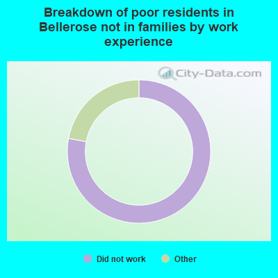 Breakdown of poor residents in Bellerose not in families by work experience