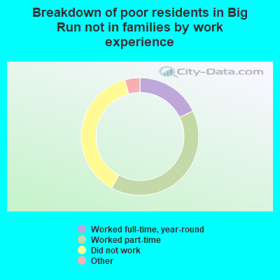 Breakdown of poor residents in Big Run not in families by work experience