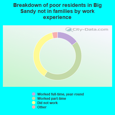 Breakdown of poor residents in Big Sandy not in families by work experience