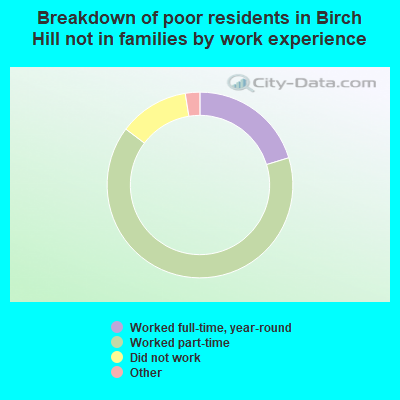 Breakdown of poor residents in Birch Hill not in families by work experience
