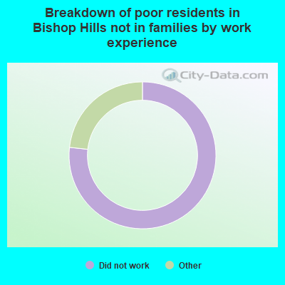 Breakdown of poor residents in Bishop Hills not in families by work experience