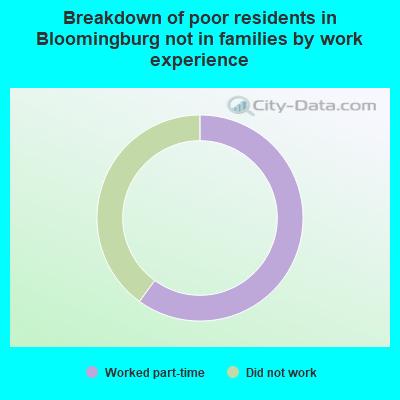 Breakdown of poor residents in Bloomingburg not in families by work experience