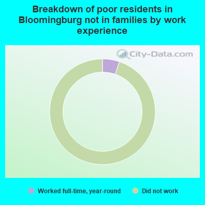 Breakdown of poor residents in Bloomingburg not in families by work experience