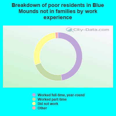 Breakdown of poor residents in Blue Mounds not in families by work experience