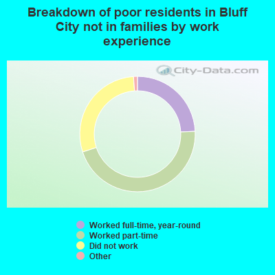 Breakdown of poor residents in Bluff City not in families by work experience