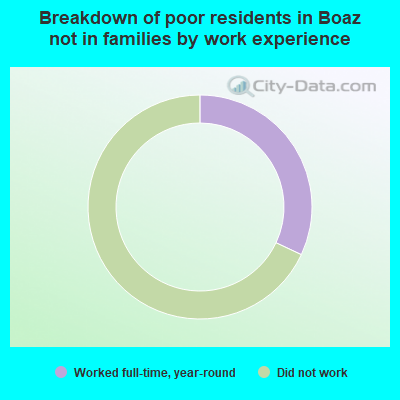 Breakdown of poor residents in Boaz not in families by work experience