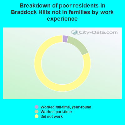 Breakdown of poor residents in Braddock Hills not in families by work experience