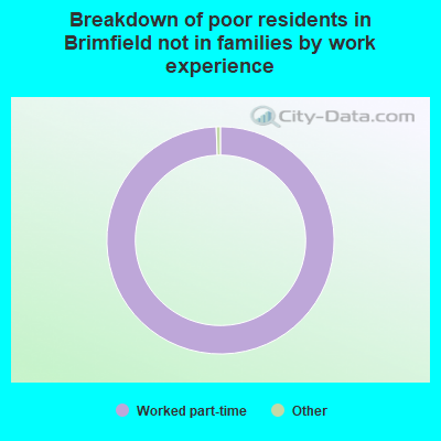 Breakdown of poor residents in Brimfield not in families by work experience