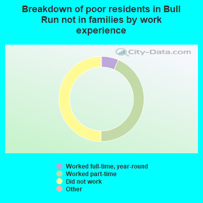 Breakdown of poor residents in Bull Run not in families by work experience