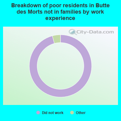 Breakdown of poor residents in Butte des Morts not in families by work experience