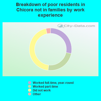 Breakdown of poor residents in Chicora not in families by work experience