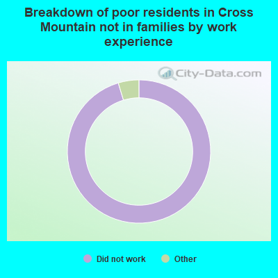 Breakdown of poor residents in Cross Mountain not in families by work experience