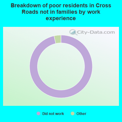 Breakdown of poor residents in Cross Roads not in families by work experience