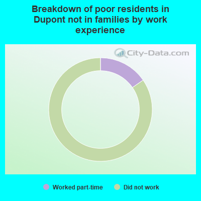 Breakdown of poor residents in Dupont not in families by work experience