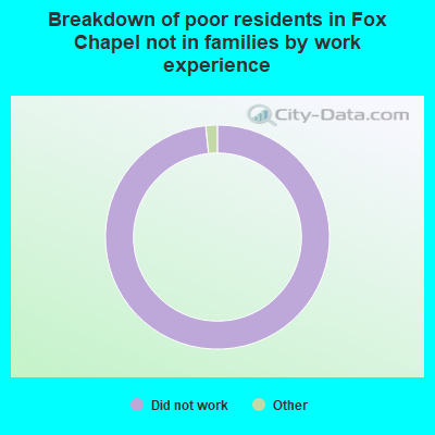 Breakdown of poor residents in Fox Chapel not in families by work experience