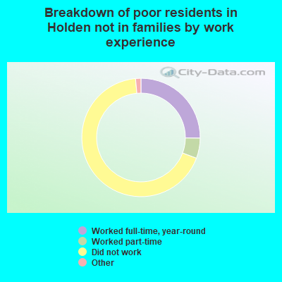 Breakdown of poor residents in Holden not in families by work experience