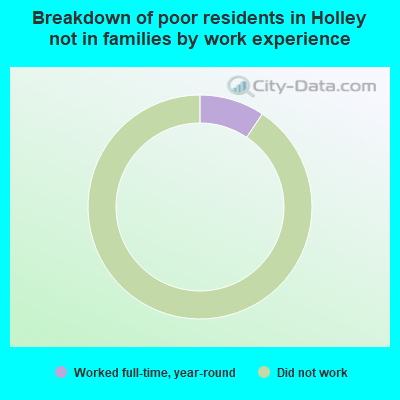 Breakdown of poor residents in Holley not in families by work experience