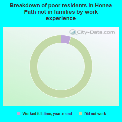 Breakdown of poor residents in Honea Path not in families by work experience