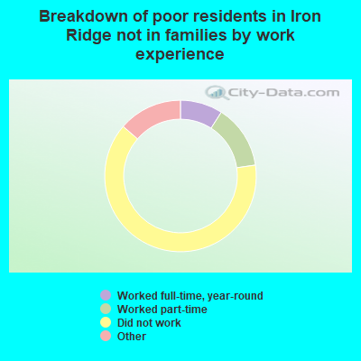 Breakdown of poor residents in Iron Ridge not in families by work experience