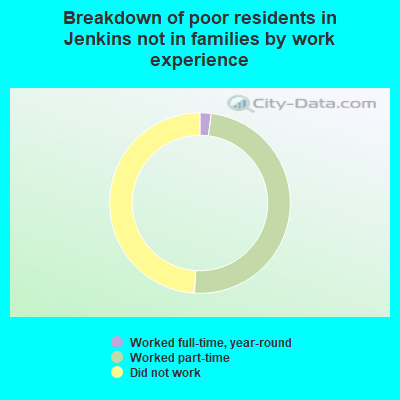 Breakdown of poor residents in Jenkins not in families by work experience