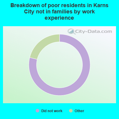 Breakdown of poor residents in Karns City not in families by work experience